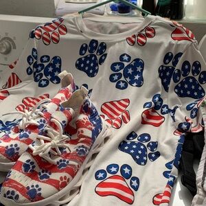 Amazon Patriotic Red, White, and Blue Sneakers